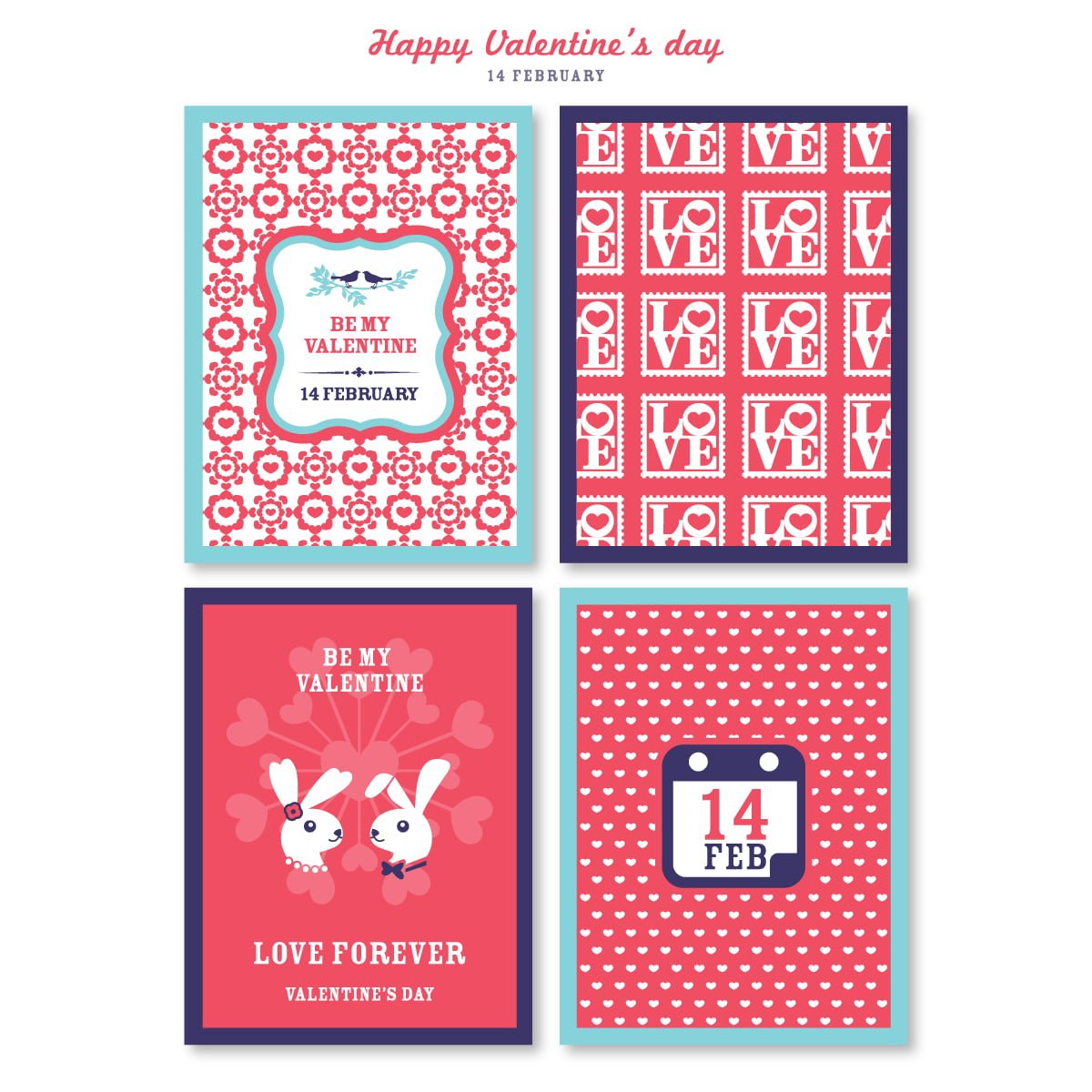 4 love cards for valentine